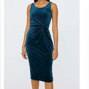 Calvin Klein Teal Velvet Twist-Front Midi Dress